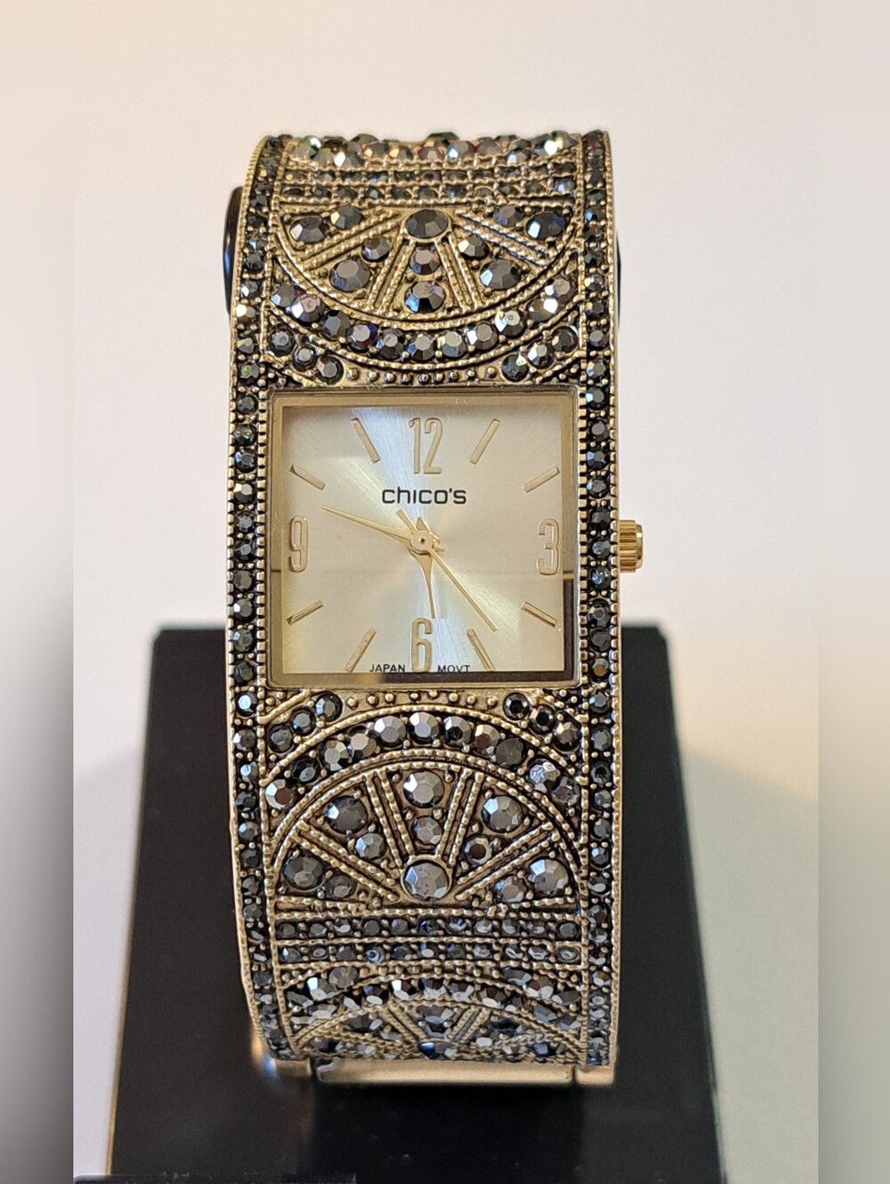 Chico's Gold-Tone Crystal Cuff Watch